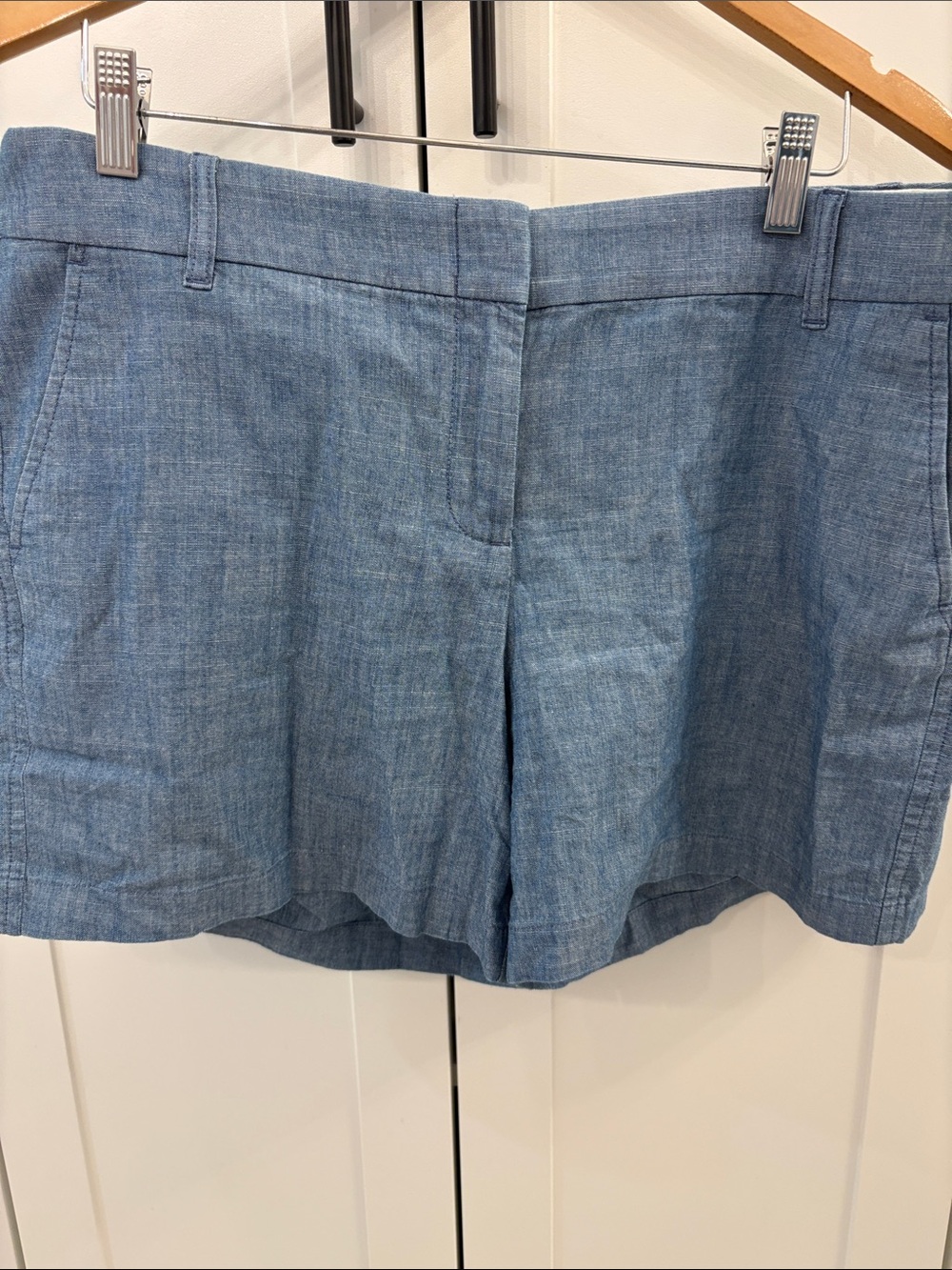 J. Crew High-Waist Chambray Shorts - Light Blue